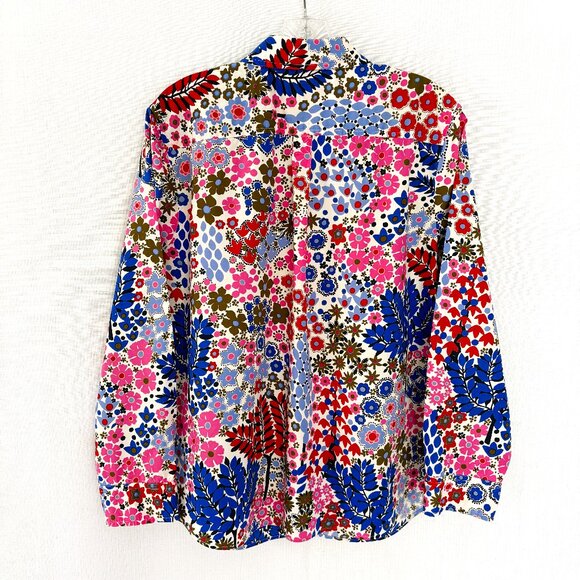 TALBOTS Multi-Color Mod Floral Cotton Long Sleeve Shirt - Picture 2 of 4